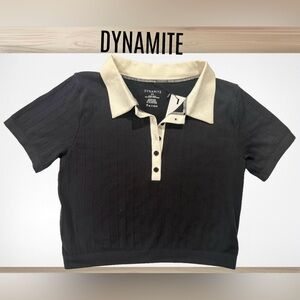 Dynamite Black Shirt with White Collar